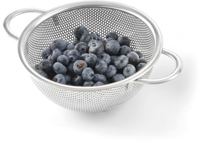 HENDI Passoire de cuisine, egouttoir, tamis pour la cuisine et le lavage des pâtes, des nouilles, des fruits, des légumes, des salades, rond, perforée, avec base et 2 poignées, ø165x(H)65 mm, Inox