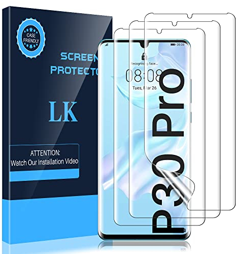 LK 3 Pezzi Pellicola Protettiva Compatibile con Huawei P30 Pro, Pellicola Protettiva per Schermo Ultra Hd Morbida in Tpu a Copertura Totale, Compatibile con Custodia, Senza Bolle