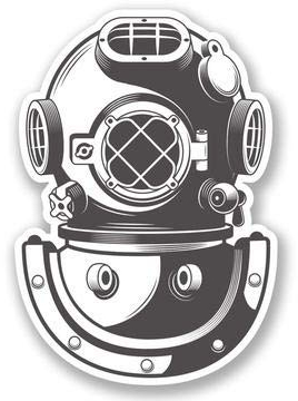 2 x Vinyl Aufkleber Tauchen Taucherhelm (100 x 75mm)