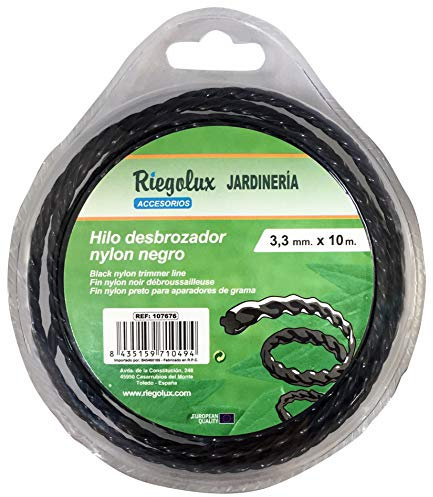 Riegolux 107676 Filo decespugliatore Nylon elicoidale, Nero, 3,3 mm x 10 m