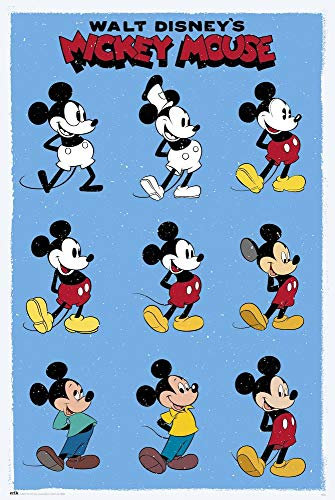 Grupo Erik Disney Poster - Mickey Mouse Evol Poster - Kunstdruck - Deko Wohnzimmer oder Deko Schlafzimmer - Deko Zimmer - Größe : 61 x 91 - Offizielle Lizenz - Disney Fanartikel