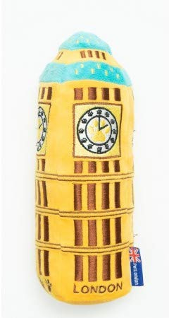 PetLondon British Big Ben London Clock Tower Plush Dog and Puppy Toy 6 With Squeaker, Landmark Parliament Cute Fun London Landmark UK Dog Interactive Toy