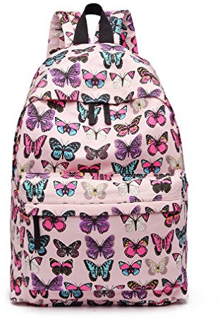 KONO Lässiger Tagesrucksack Schultasche Rucksäcke für Kinder Studenten Teenager Mädchen Jungen Büchertasche Frauen Canvas Reiserucksack, rose, L