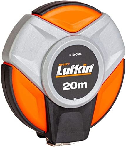 Crescent Lufkin ST20CM Stahl-Langbandmaß 20m mit metrische Maßeinteilung, 3-zu-1-Rücklaufübersetzung