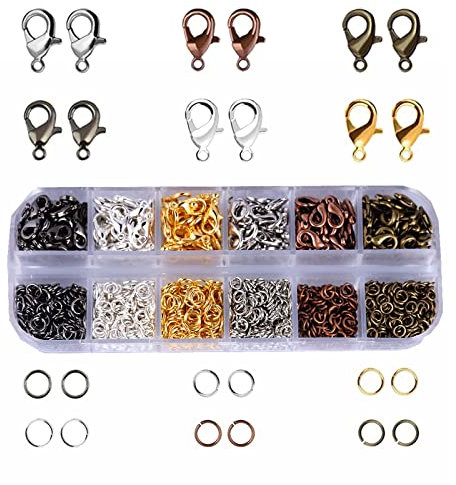 Lobster Clasp,6 Color Lobster Claw Lobster Clasps Lobster Claw Clasps and Open Jump Rings Set,Lobster Claw Hook Jewelry Making Supplies Kit for DIY Earrings Bracelets Necklaces