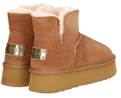 OOG Boots Damen Lederboots Stiefel mit Schleife, Schneestiefel echtes Leder