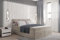 Lit Adulte 160x200 cm Prado - avec Rangement et Matelas Ressorts ensachés - Tissu Velours - Beige
