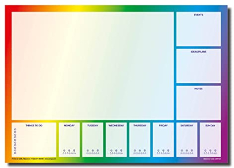 Schreibtischunterlage und Wochenplaner, A3, groß, Regenbogenfarben, 50 Blatt pro Block, dickeres 90 g/m²-Papier, 2 Stück