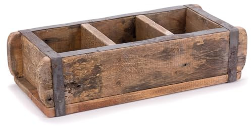 DESIGN DELIGHTS Holz ZIEGELFORM Brick | Massivholz, 35/25 cm | Vintage Holzkiste, Ziegelsteinform, Holzziegel, Aufbewahrungskiste, Ordnungskiste, Holz Kasten | Anzahl: 3-Fächer