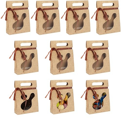 Belle Vous 10x Geschenkbox aus Kraftpapier - Geschenkschachtel Set - Geschenkboxen für Geschenke Geburtstag, Hochzeit, Kekse, Muffin, Pralinen Verpackung (Design-4)