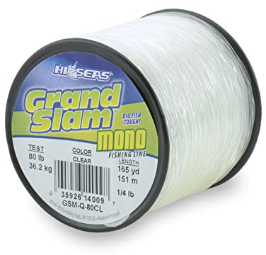 Hi-Seas Grand Slam Monofilament Line, 80 lb / 36.2 kg Test.035 in / 0.90 mm Dia, Clear, 165 yd / 151 m (GSM-Q-80CL)