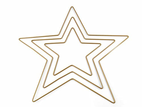 Rayher Metallformen Sterne, Box 3 Stück, Größen sortiert, gold, je 1x 20 cm, 30 cm, 40 cm, Stärke ca. 3 mm, Drahtformen zum Basteln, für Wickeltechnik, Floristik, 25224616