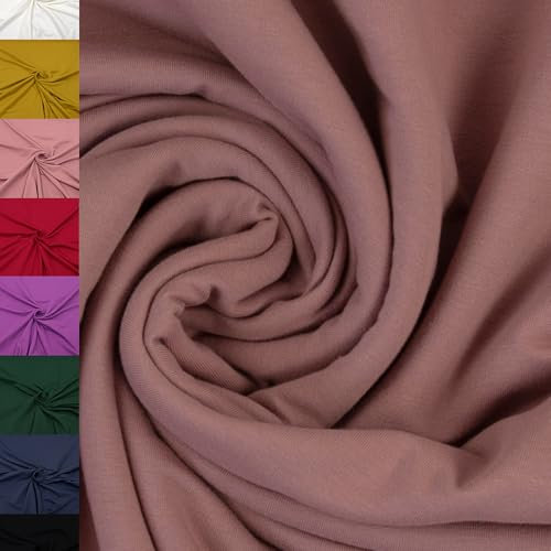 MAGAM-Stoffe Theo French Terry uni Sweat Stoff Oeko-Tex Meterware 50cm (07. Altrosa dunkel)