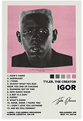 ARZARF Tyler, The Poster Igor Album Cover Poster Leinwand Poster Wandkunst Dekor Druck Bild Gemälde für Wohnzimmer Schlafzimmer Dekoration Rahmen Stil 40 x 60 cm