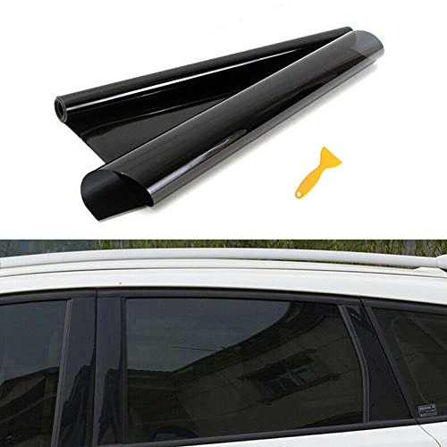 QINGQUE Tönungsfolie für Autofenster, 5%/15%/20%/25%/35%/50% VLT Auto Fenster Tönungsfolie Rolle, Wärmedämmung UV Block Fenster Verdunkelung Film Privacy Film, 118.11''x19.69'' (25% VLT Schwarz)