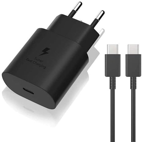 25W Caricabatterie rapido Con 2M Cavo USB Tipo C da per Samsung Galaxy S24/S23 /Ultra S23+/S23 /S22 /S21/S21 ultra 5g / S20 Ultra/ S20 / S10 /S9 / S8/ A71 / A52 /A51/ A32/ A31 USB C Caricatore
