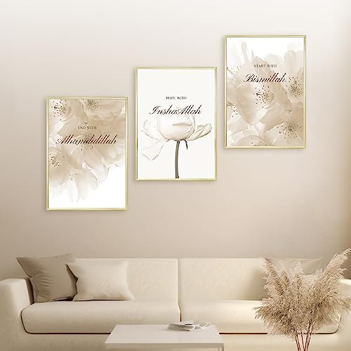 HAVA Artwork Beige Dream Poster Set, Islamische Poster, Islamische Bilder, Islamische Dekoration, Islamische Geschenke, Bilderrahmen, Allah Wandbild, 40x50 - ohne Rahmen