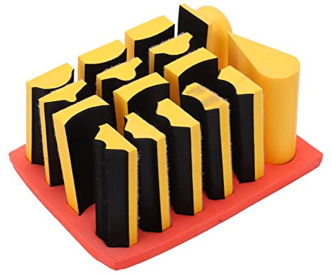 16Pcs Sanding Block, Rubber Sandpaper Mat Flexible Contour Hand Grinding Blocks Self Adhesive Groove Curved Surface Polishing Block for Woodworking Furniture
