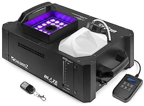 BeamZ BLAZE1800 Machine à Fumée Verticale et Horizontale RGBA - 1800 Watts, 24 LEDs de 4W, Réservoir 2,8L avec Indicateur, Modes DMX ou Autonome, Idéale pour Créer vos Soirées DJ ou Concerts