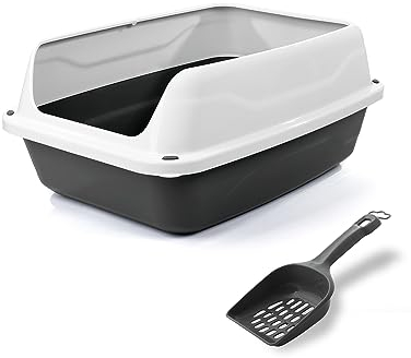 Patam lettiera aperta per gatti con bordi alti e paletta omaggio, 44.5 cm x 34 cm x 18.5 cm Made in Italy – Milù Mini Grigio