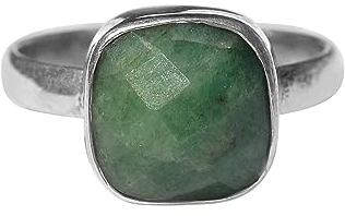 Meadows Korund-Smaragdring, Bohemian Stone Ring, 925er Sterlingsilber Ring, Geburtstagsgeschenkring für Sie, Größe 7 USA