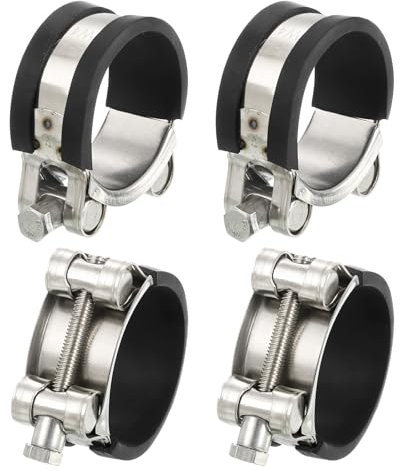 sourcing map 4Pcs T-Bolt Hose Clamp Working Range 44-47mm Rubber Cushioned Intake Intercooler Clamps Adjustable Tube Clamps for Tubes Pipes