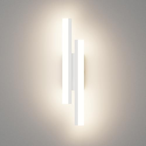 Klighten Wandleuchte LED Innen 40cm, 12W 850LM Mordern Wandlampe, Aluminium+Eisen+Acryl, Wandleuchten Für Schlafzimmer Wohnzimmer Flur Treppenhaus, 110-240V, Natürliches Weiß 4000K, Weiß
