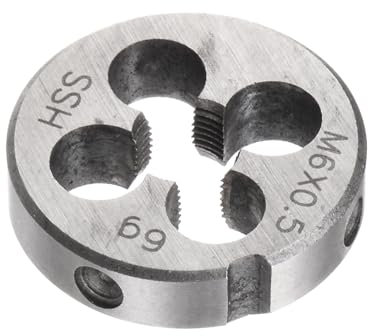 QUARKZMAN Terrajas Redondas Métricas M6 x 0.5 (Derecha) Acero de Alta Velocidad (HSS) Herramienta de Reparación de Terrajas para Cortar Tornillos