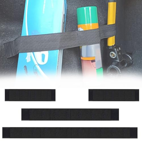 KSJEHW 4 Stücke zum Aufbewahren & Verstauen Klett - Klettbänder zur Befestigung von Gegenständen im Auto(Schwarz, 3 Größen)