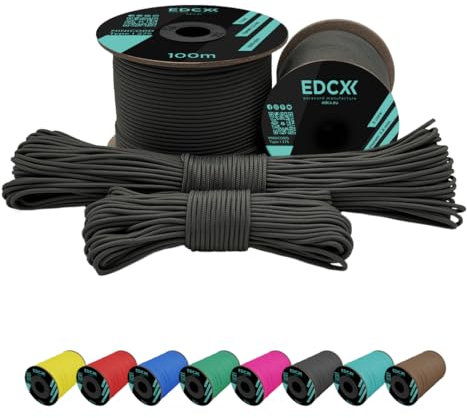 EdcX 2 mm Nylon Paracord 275 (15, 30, 50 and 100 m)– 100% Nylon rope, 3-Strand cord, Nylon cord 2 mm in Many Colours (Dark Grey, 15 m)