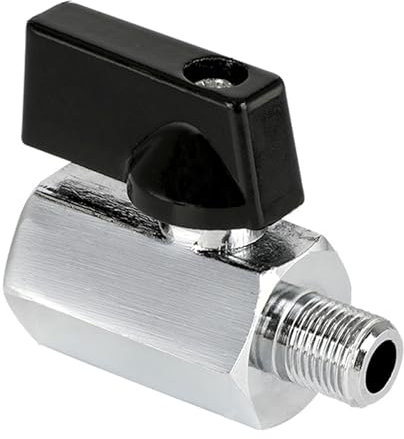 Mini Valvola a Sfera in Ottone G1/8 (Ø8,8 mm) x G1/8 (Ø9,5 mm), DN6, Valvola di Arresto Cromata, Raccordo Filettato Femmina/Maschio