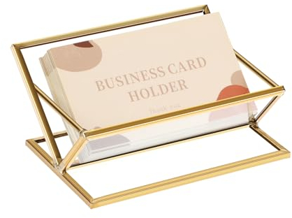 SUMNACON Goldener Glas-Visitenkartenhalter Namenskarten-Display-Halter
