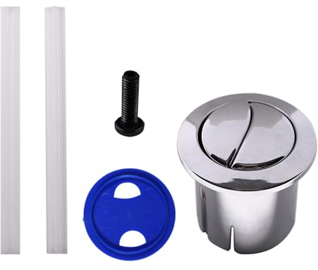 Chrome Toilet Flush Button Dual with Plain Push Rods Short Body Compatible with Roca D1D AH0002100R