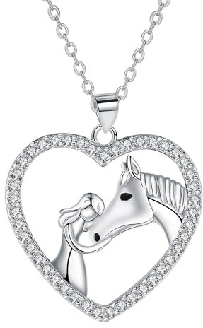 Hifeeled Pferd Mädchen Kette Damen 925 Sterling Silber Halskette für Frauen Original Schmuck mit Pferd Anhänger Geschenke für Tochter