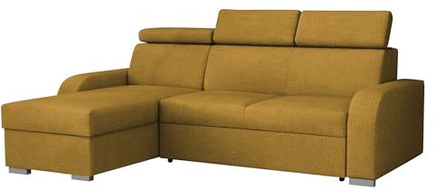 Mirjan24 Elegante Ecksofa Apollo mit Bettkasten und Schlaffunktion, Modernes Eckcouch mit verstellbare Kopfstützen, Polsterecke (Crown 10)
