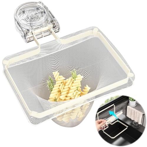 Sink Strainer Kitchen Sink with Suction Cup, Sink Strainer with 100 Strainer, 2-in-1 Sink Strainer and Cloth Storage Rack (Transparent)