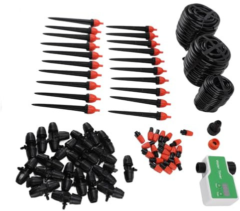 Kit de Riego Automático por Goteo con Temporizador de Agua, de Riego Automático para Plantas en Macetas de Césped de Jardín de Invernadero, Riega hasta 20 Plantas