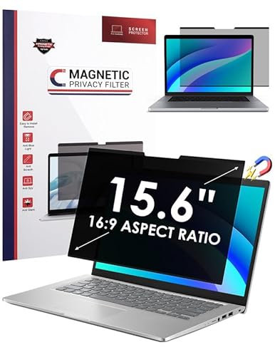 Nsyee Magnetischer Blickschutzfilter Blickschutzfolie für 15,6 Zoll Laptop, Sichtschutzfolie Laptop Sichtschutz Abnehmbarer Anti Blaulicht Sichtschutzfilter Blendschutz 15,6 Zoll 16:9(345 x 194 mm)