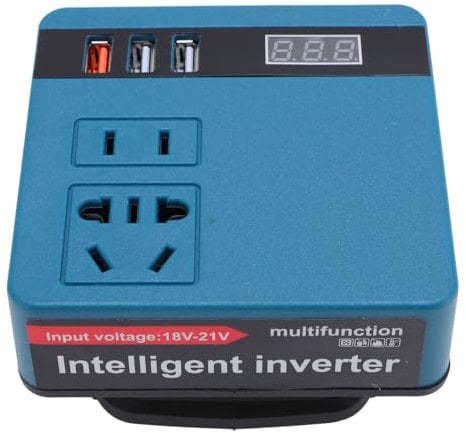 Car Power Inverter 120W, Peak 300W, Multifunction Lithium Tools Battery Inverter 18-21V to 220Vac Inverter with Voltage Display Function for Small Electronics