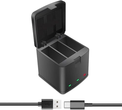 REFLEX CAMERA 3-Channel Battery Charger & Storage Case for GoPro Hero 13/12/11/10/9 | Fast Type-C Charging Dock for Action Cameras | Compact Portable Power Station for 3 Batteries
