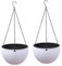 UKCOCO 2 Pièces Pot de Fleurs en rotin Suspendu de Plein air jardinière Suspendue planteur Cache-Pot Suspendu Pots de Plantes en Suspension Plastique Blanche