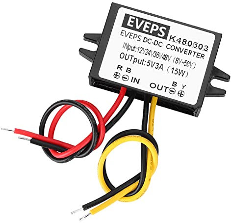 Convertitore 8-58v a 5V 3A, Impermeabile e Ammortizzatore, Guscio di Silicone a, per lo Schermo LED 'auto, Telecamera di Monitoraggio, Ventola, Pompa 'acqua, Motore, Router