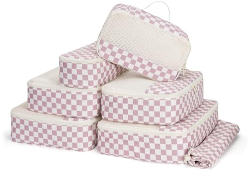 Narwey 7 Teilige Koffer Organizer Set, Packing Cubes Groß Reise Packwürfel | Kofferorganizer in Verschiedenen Größen, Platzsparend Packtaschen für Koffer, Gross Packwürfel Rucksack, Farbenfrohe Geschenk