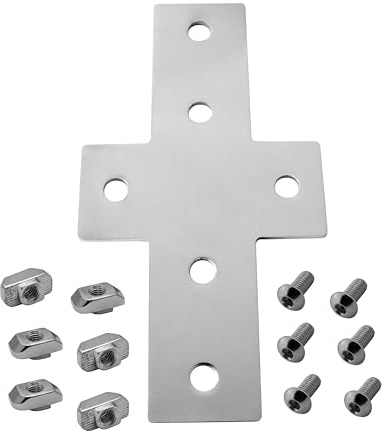 KLAK 40 - Verbinderplatte - X - 157x85mm Aussen Kreuz Flachverbinder 40x40 Aluprofil - 4 Stück inkl. Verschraubung