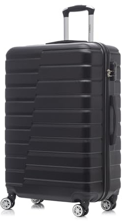 YONSLY Reisekoffer Trolley Rollkoffer Handgepäck, Koffer Suitcase Travel Set Hartschalenreisekoffer mit 4 Rollen 360°, Zahlenschloss, Weicher Gummigriff (XL, Schwarz)