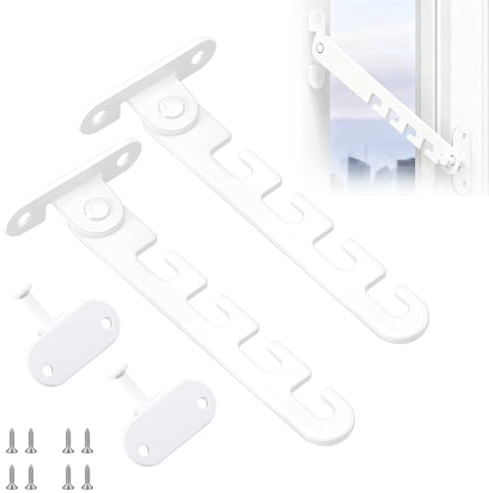 LAKPYN 2 Pièces Entrebailleur Fenetre sans Perçage, Réglage à Plusieurs Vitesses,Limiteur de Fenêtre Universel (Blanc)