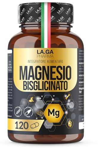 Magnesio Bisglicinato 120 Capsule con Vitamine B1, B5, B6 per Stanchezza | Utile per Sistema Nervoso, Muscoli, Metabolismo Energetico. 4 Mesi. Vegan, Senza Glutine e Lattosio, Made in Italy