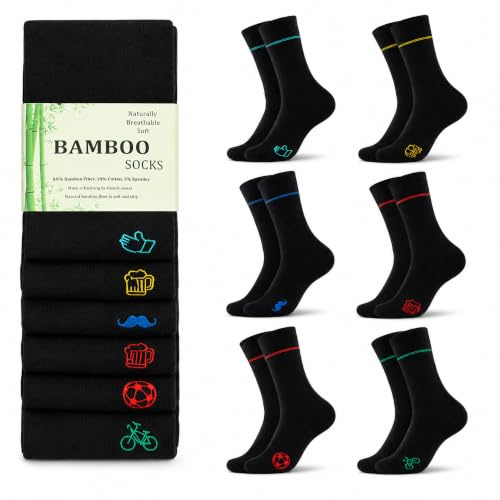 WeciBor Men's Bamboo Seamless Socks 6/12 Pack | RCS Bamboo Visose, Anti-Odour, Reinforced Toe & Heel, Multipack, Business Casual Outfit
