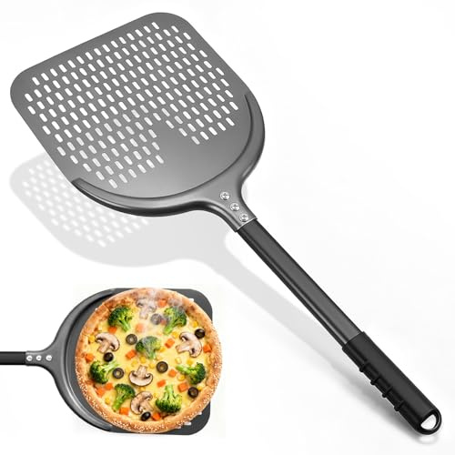 Nastopee Pelle à Pizza en Aluminium, 14 Pouces avec Manche Amovible, Pelle à Pizza Professionnelle pour Four à Pizza et Pierre à Pizza (38,5x30,5x72,5cm, Noir)