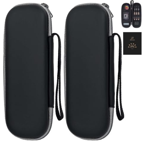 centaur 2 Pack EVA Darts Case, Carrying Case for Steel or Soft Tip Darts | Holds 3 Darts and Extra Accessories, Built-in Storage Tubes and Pockets for Flights, Tips, Shafts ect(Black Grey)
